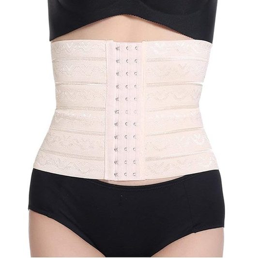 COURTIT'S Steel Boned Waist Trainer Corset – Adjustable Tummy Control Body Shaper for Women (Free Size, Beige)
