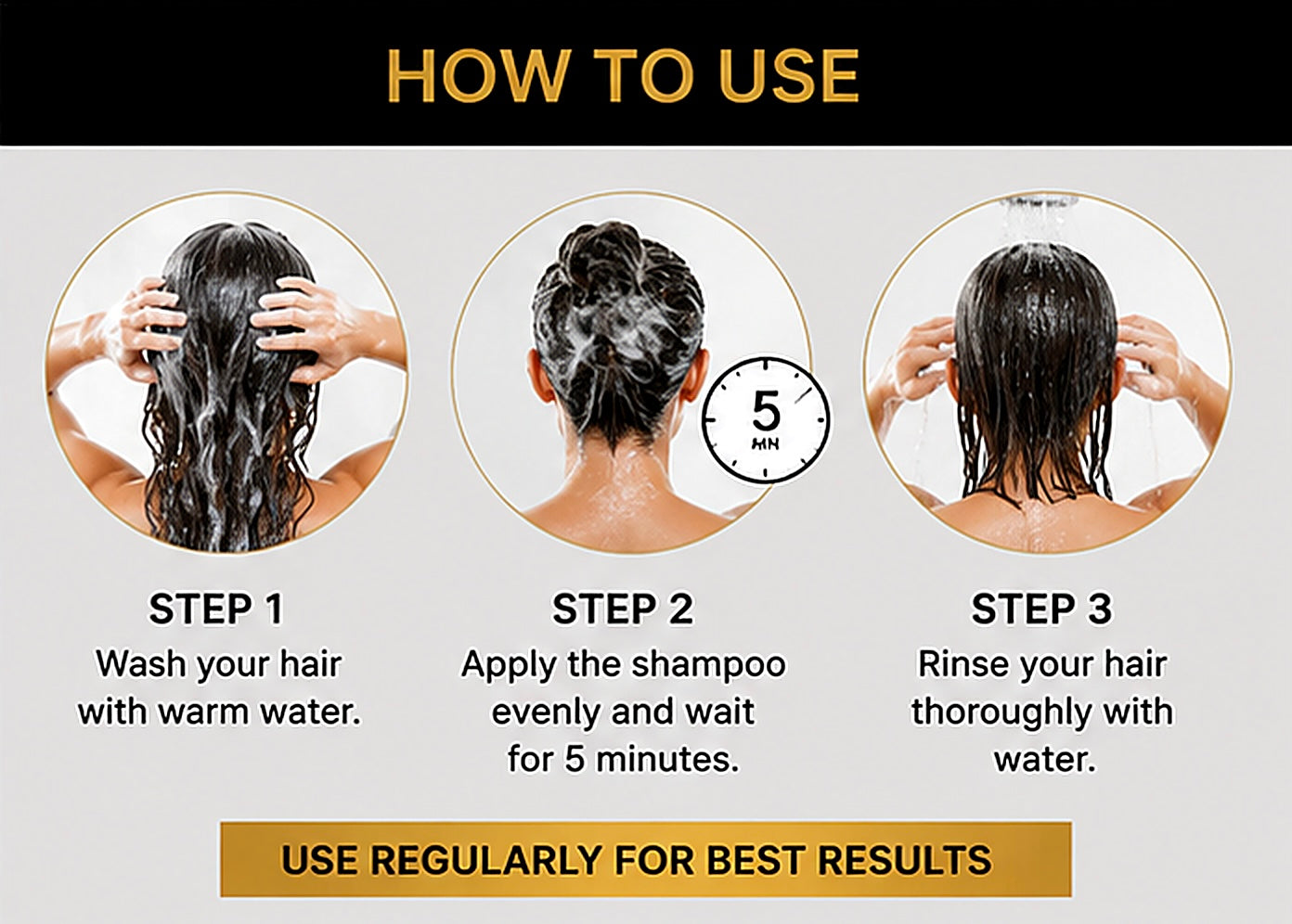 3-in-1 Black Hair Dye Shampoo