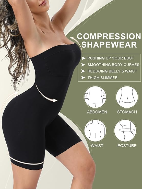 COURTIT'S Women’s Full Body Shapewear Strapless Bodysuit - Compression Thong Bodysuit for Tummy Control, Slimming & Sculpting