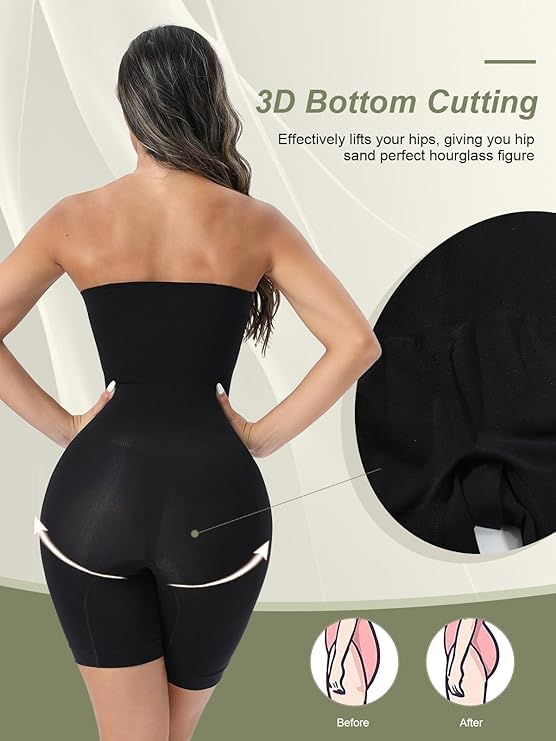 COURTIT'S Women’s Full Body Shapewear Strapless Bodysuit - Compression Thong Bodysuit for Tummy Control, Slimming & Sculpting